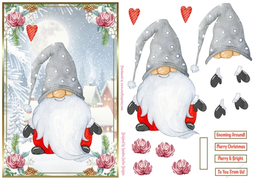 Christmas Gnome Decoupage A5 Topper 2