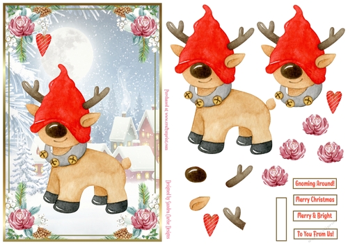 Christmas Reindeer Decoupage A5 Topper 1