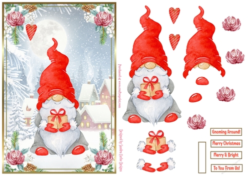 Christmas Gnome Decoupage A5 Topper 3
