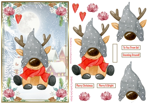 Christmas Reindeer Decoupage A5 Topper 2