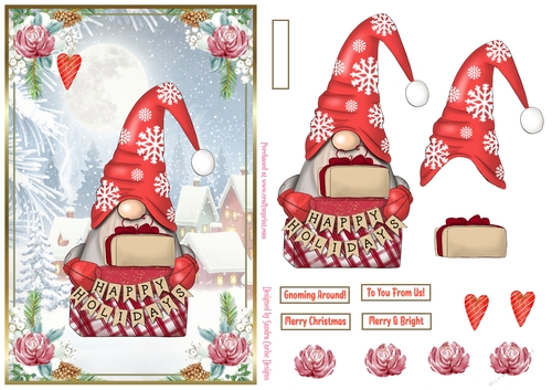 Christmas Gnome Decoupage A5 Topper 5