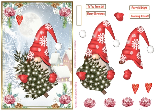 Christmas Gnome Decoupage A5 Topper 6