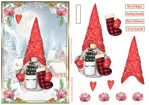 Christmas Gnome Decoupage A5 Topper 7