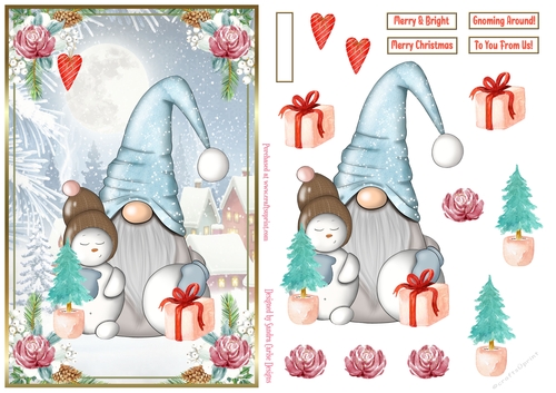 Christmas Gnome Decoupage A5 Topper 9