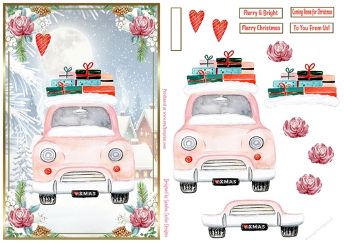 Christmas Coming Home Decoupage A5 Topper 