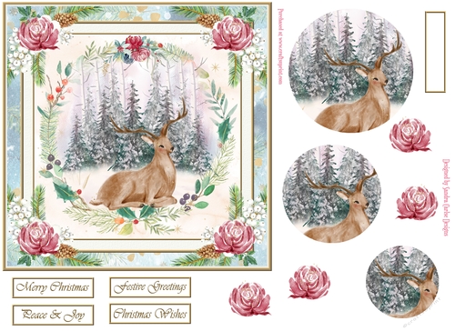 Christmas Wonderland Scene 7x7ins Decoupage Topper 1