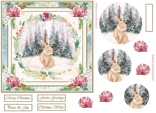 Christmas Wonderland Scene 7x7ins Decoupage Topper 2