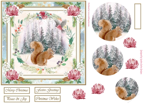 Christmas Wonderland Scene 7x7ins Decoupage Topper 3