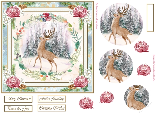 Christmas Wonderland Scene 7x7ins Decoupage Topper 4