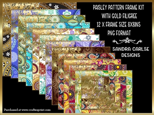 Paisley Pattern 12 x 8x8ins with Gold Filigree Frames Kit 