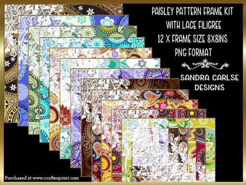 Paisley Pattern 12 x 8x8ins with Lace Filigree Frames Kit 