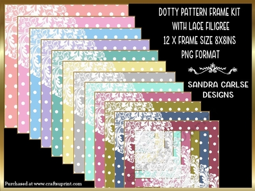 Dotty Pattern 12 x 8x8ins Frames Kit with Lace Filigree