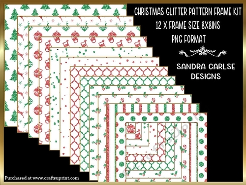 Christmas Glitter Pattern 12 x 8x8ins Frames Kit 