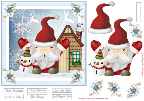 Father Christmas 7x7ins Decoupage Topper 