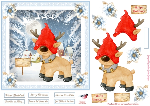 Christmas Gnome 7x7ins Decoupage Topper 6