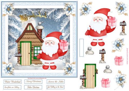 Father Christmas 7x7ins Decoupage Topper 1