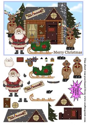 Father Christmas Workshop Decoupage Topper