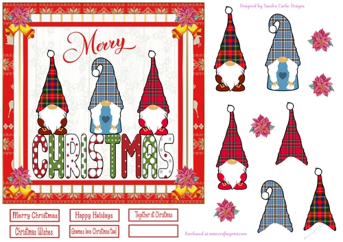 Happy Christmas Gnomes Decoupage Topper 