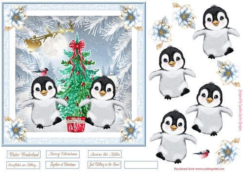 Happy Christmas Penguins Decoupage Topper 1