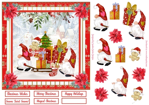 Gnome Sweet Gnome Christmas Decoupage Topper 1