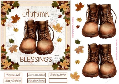 Autumn Blessings Decoupage 7x7ins Topper 1