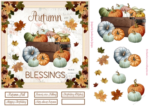 Autumn Blessings Decoupage 7x7ins Topper 2