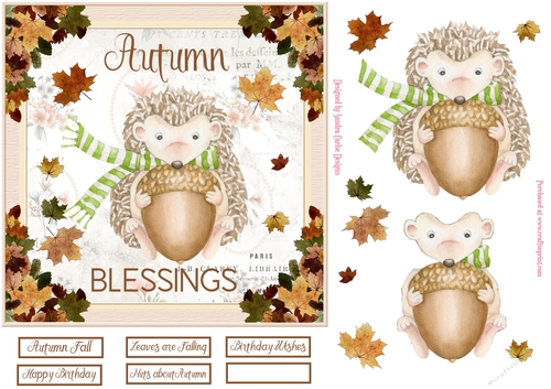 Autumn Blessings Decoupage 7x7ins Topper 4