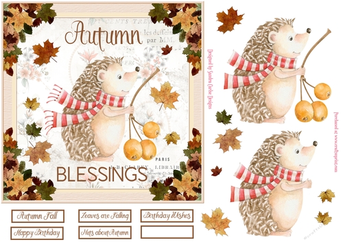 Autumn Blessings Decoupage 7x7ins Topper 5