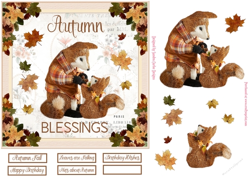 Autumn Blessings Decoupage 7x7ins Topper 6