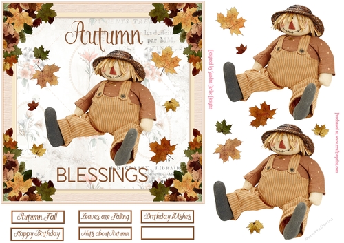 Autumn Blessings Decoupage 7x7ins Topper 7