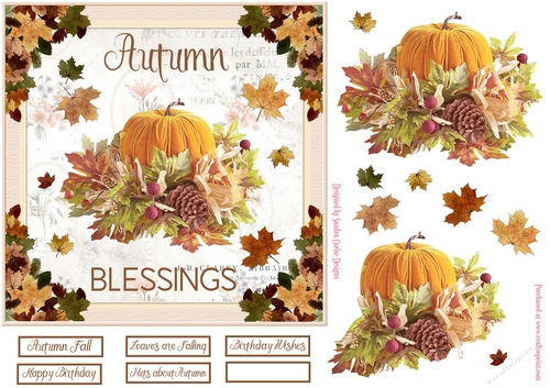 Autumn Blessings Decoupage 7x7ins Topper 8