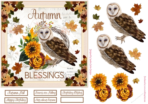 Autumn Blessings Decoupage 7x7ins Topper 10