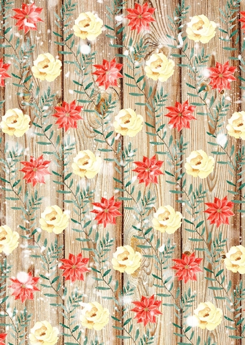 Christmas Wood Panel Poinsettia Paper 2