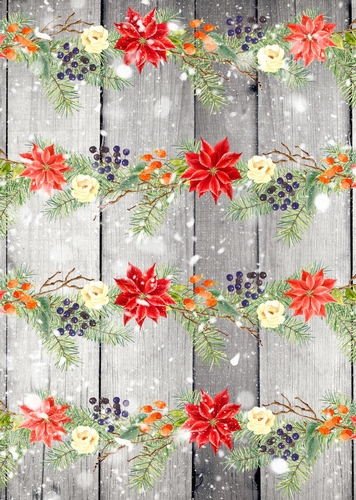 Christmas Wood Panel Poinsettia Paper 3