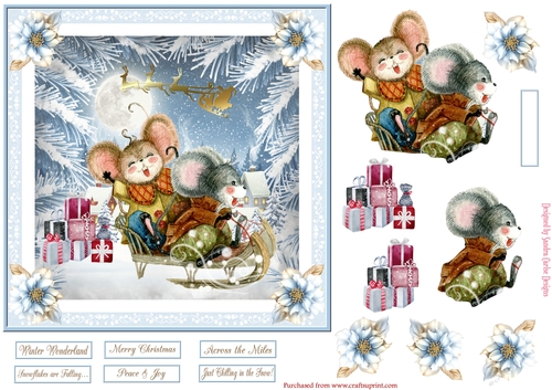 Christmas Fun in the Snow 7x7ins Topper 1