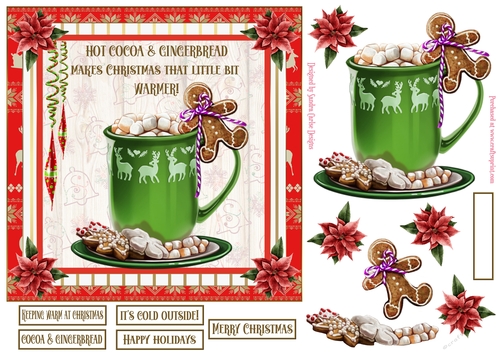 Warm at Christmas 7x7ins Decoupage Topper 2