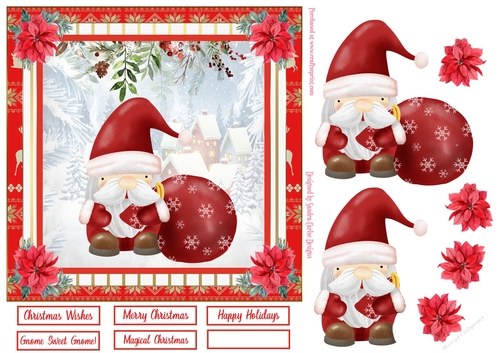 Christmas Santa Decoupage 7x7ins Topper 3
