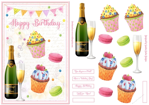 Happy Birthday Treats Decoupage Topper