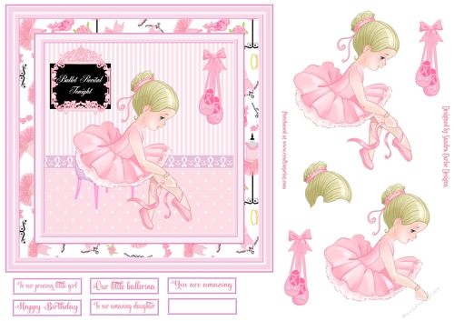 Ballerina Decoupage 7x7ins Topper 1