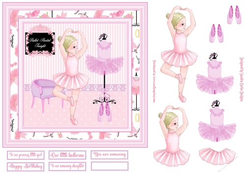 Ballerina Decoupage 7x7ins Topper 2