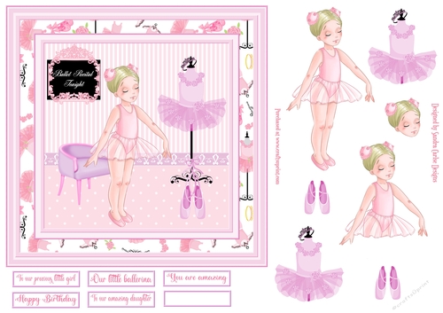 Ballerina Decoupage 7x7ins Topper 3