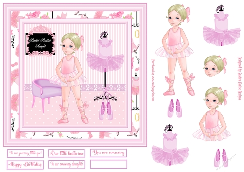 Ballerina Decoupage 7x7ins Topper 4