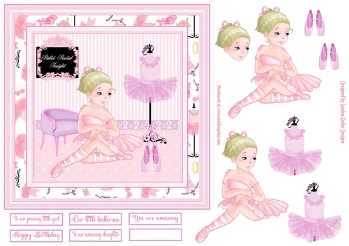 Ballerina Decoupage 7x7ins Topper 6