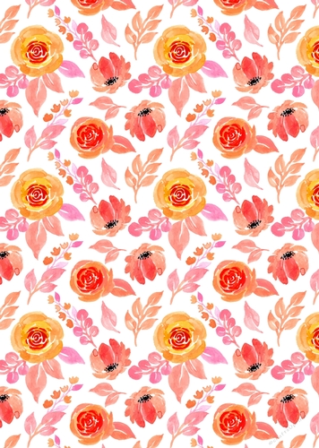 Pretty Shades of Peach Watercolour Floral Paper 3
