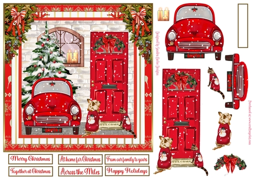 At Home for Christmas Decoupage 7x7ins Topper