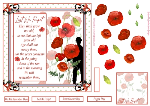 Remembrance Day Decoupage 7x7ins Topper 1