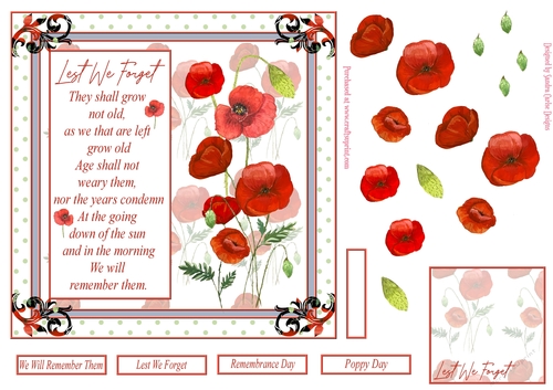 Remembrance Day Decoupage 7x7ins Topper 2