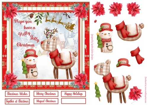 Holly Jolly Christmas Decoupage 7x7ins Topper 5