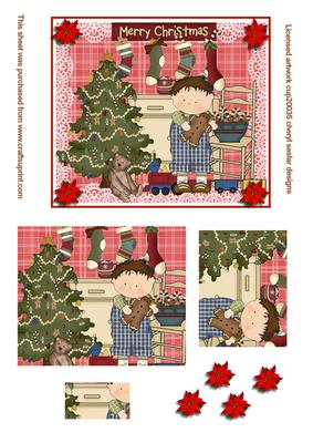 Christmas Morning Pyramid & Decoupage Topper