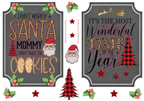 Christmas wordart 5x7ins x 2 Toppers 1